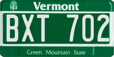 VT license plate BXT702