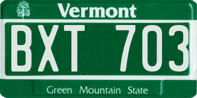 VT license plate BXT703