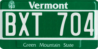VT license plate BXT704