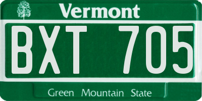 VT license plate BXT705
