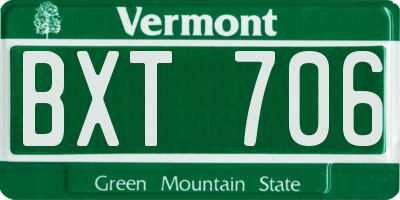 VT license plate BXT706