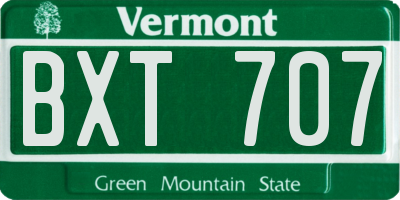 VT license plate BXT707