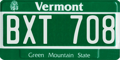 VT license plate BXT708