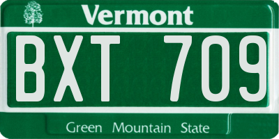 VT license plate BXT709