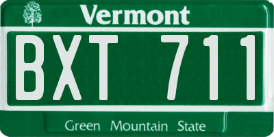 VT license plate BXT711