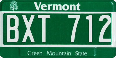 VT license plate BXT712