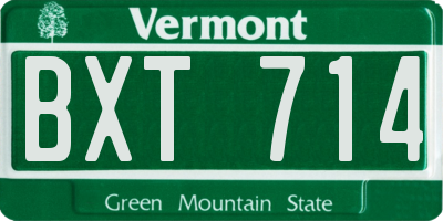 VT license plate BXT714