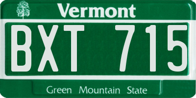 VT license plate BXT715
