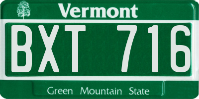 VT license plate BXT716