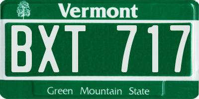 VT license plate BXT717