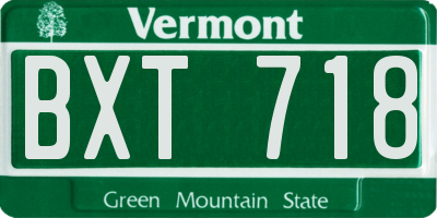 VT license plate BXT718
