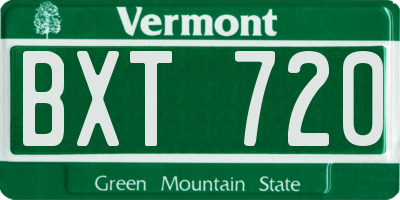 VT license plate BXT720