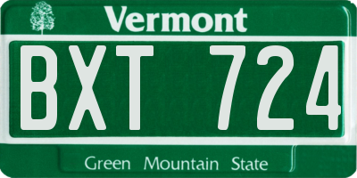 VT license plate BXT724