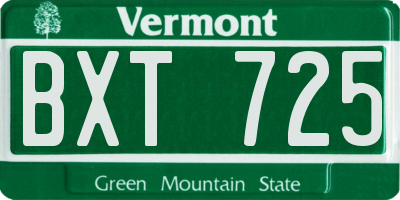 VT license plate BXT725