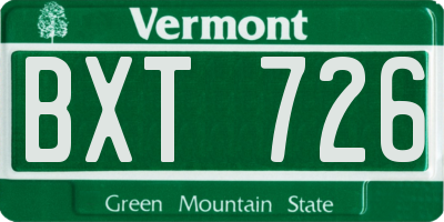 VT license plate BXT726