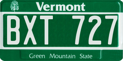 VT license plate BXT727