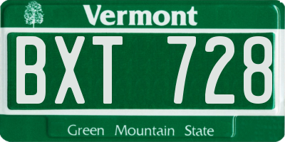 VT license plate BXT728