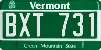 VT license plate BXT731