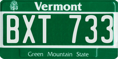 VT license plate BXT733