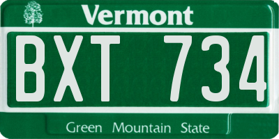 VT license plate BXT734