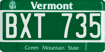 VT license plate BXT735