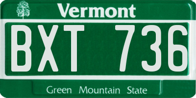 VT license plate BXT736