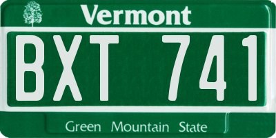 VT license plate BXT741