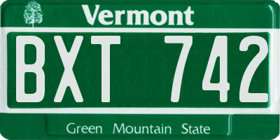 VT license plate BXT742