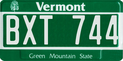 VT license plate BXT744