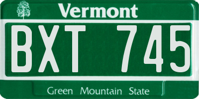 VT license plate BXT745