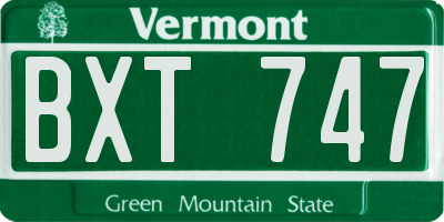 VT license plate BXT747