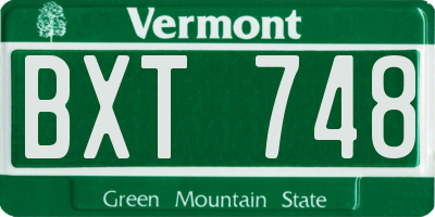 VT license plate BXT748