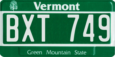 VT license plate BXT749