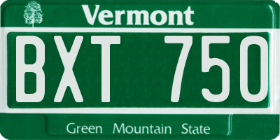 VT license plate BXT750
