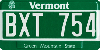 VT license plate BXT754