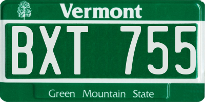 VT license plate BXT755