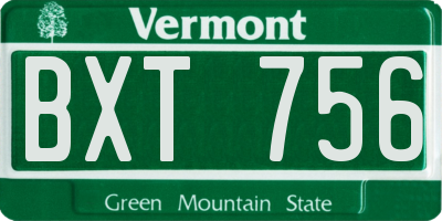 VT license plate BXT756
