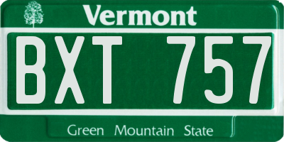 VT license plate BXT757