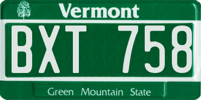 VT license plate BXT758