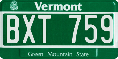 VT license plate BXT759