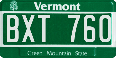VT license plate BXT760