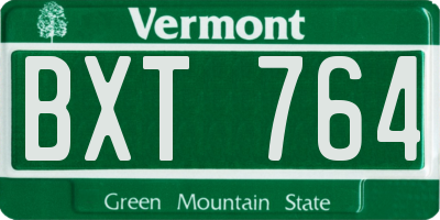 VT license plate BXT764