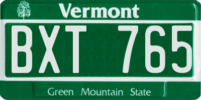 VT license plate BXT765