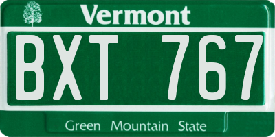 VT license plate BXT767