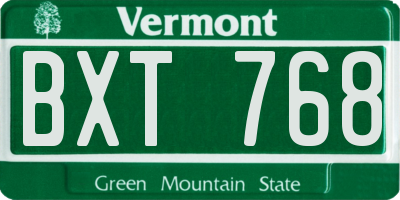 VT license plate BXT768