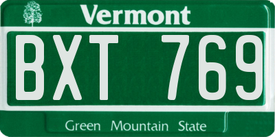 VT license plate BXT769