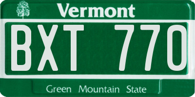 VT license plate BXT770