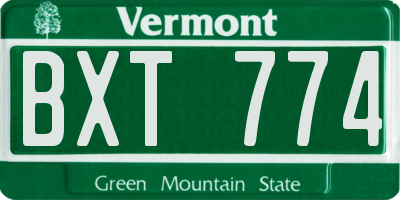 VT license plate BXT774