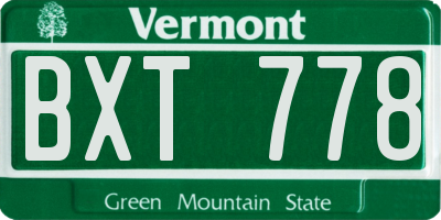 VT license plate BXT778