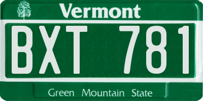 VT license plate BXT781